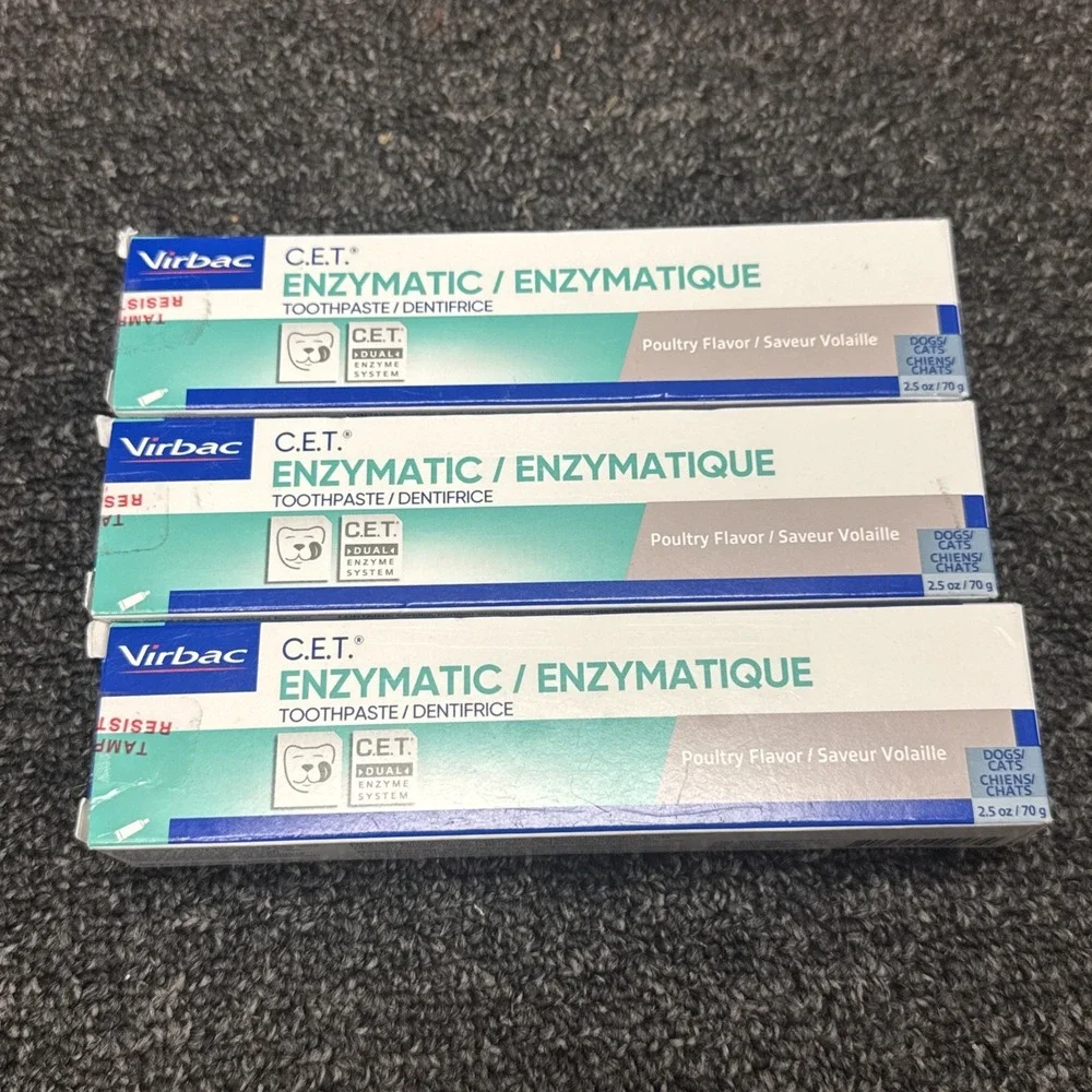 Virbac C.E.T. Enzymatic Toothpaste Dogs Cats Poultry 2.5oz EXP 11/2028 (3-pack)
